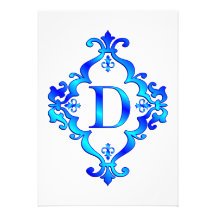 Bleu de la lettre D Cartons D'invitation