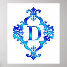 Bleu de la lettre D Poster