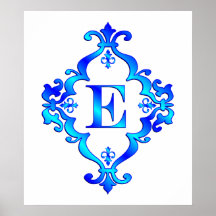 Bleu de la lettre E Poster