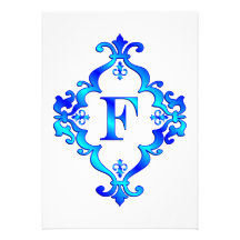 Bleu de la lettre F Invitation Personnalisée