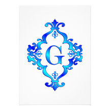 Bleu de la lettre G Faire-parts