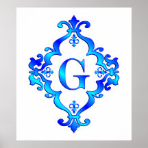Bleu de la lettre G Posters
