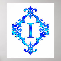Bleu de la lettre I Posters