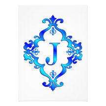 Bleu de la lettre J Faire-part Personnalisables