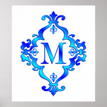 Bleu de la lettre M Affiches