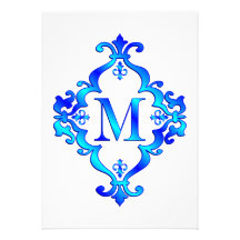 Bleu de la lettre M Faire-parts