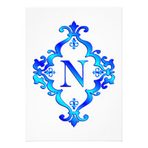 Bleu de la lettre N Invitation Personnalisée