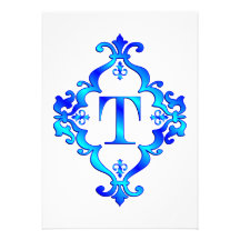 Bleu de la lettre T Bristol