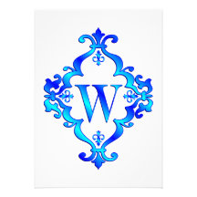Bleu de la lettre W Invitations
