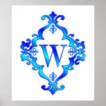 Bleu de la lettre W Poster