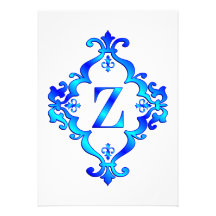 Bleu de la lettre Z Faire-parts