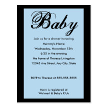 Bleu d'invitation de baby shower de manuscrit de b cartes postales