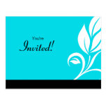 Bleu d'invitation de carte postale de feuille flor