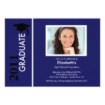 Bleu d'invitation d'obtention du diplôme de photo 