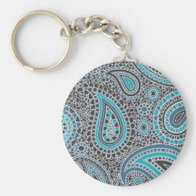 Bleu d'océan Paisley Porte-clé