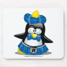 Bleu écossais de pingouin tapis de souris