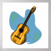 Bleu graphique de guitare acoustique derrière posters