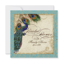 Bleu nuptiale de paon et d'Aqua d'invitation de do