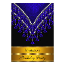 Bleu royal d'invitation de fête d'anniversaire d'a