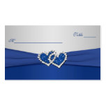 Bleu royal et coeurs jointifs par argent Placecard Cartes De Visite Professionnelles