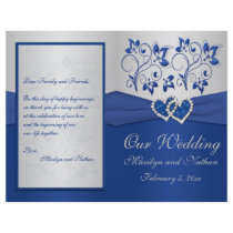 Bleu royal et programme floral argenté de mariage
