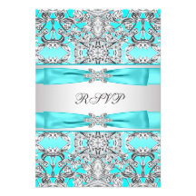 Bleu turquoise RSVP Invitations