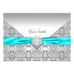 Bleu turquoise tout le modèle d'invitation de part