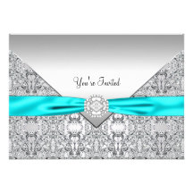 Bleu turquoise tout le modèle d'invitation de part