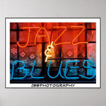 bleus au néon de jazz posters