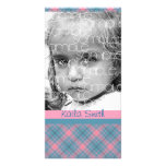 BLEUS LAYETTE ET PLAID ROSE PHOTOCARTE CUSTOMISÉE