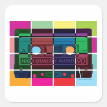 blocs de couleur de cassette des années 80 autocollants