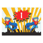 Blonde de l'anniversaire | de super héros de jumea invitations