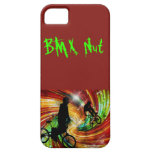 BMXers dans des remous grunges rouges et oranges Coque iPhone 5 Case-Mate