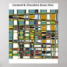 Boîtes neuf à caramel et à chocolat posters