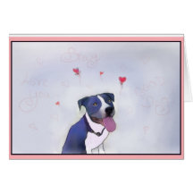 Bon chien de pitbull bleu cartes de vœux