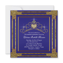 Bonbon 15 Quinceanera à diadème d'or de bleu marin