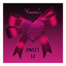Bonbon 16 coeur de seize anniversaires rose-foncé bristol personnalisé