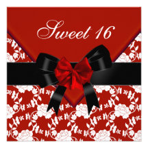Bonbon arc floral blanc noir rouge de 16 anniversa invitations personnalisées