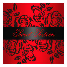 Bonbon moderne rouge à rose invitation de 16 anniv