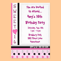 Bonbon rose 16 annonces d'invitations d'anniversai invitations