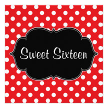 Bonbon rouge à point de polka 16 invitations de fê