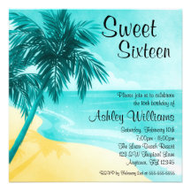 Bonbon tropical à plage 16 invitations de fête d'a