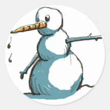 bonhomme de neige autocollant rond