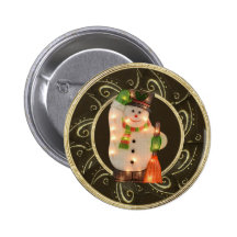 Bonhomme de neige avec des lumières bouton chic de badge avec épingle