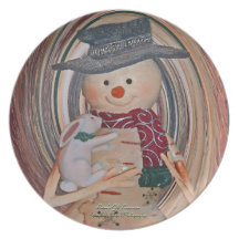 Bonhomme de neige avec le lapin assiette