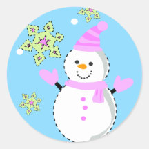 bonhomme de neige avec l'écran de flocons de neige autocollants