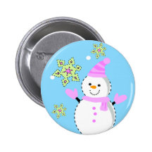 bonhomme de neige avec l'écran de flocons de neige badge avec épingle