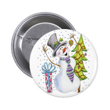 Bonhomme de neige badge avec épingle