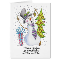 - Bonhomme de neige - carte de Noël heureuse finla