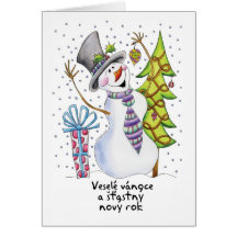 - Bonhomme de neige - carte de Noël heureuse tchèq